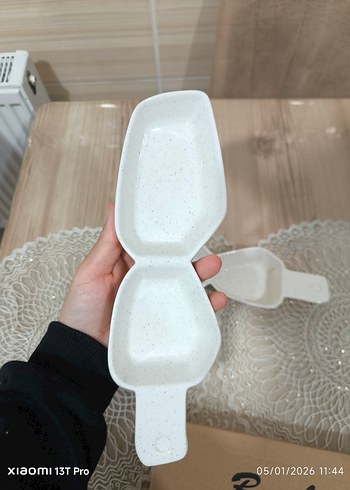 Beyaz Minimalist Seramik kahvaltılık çerezlik 2 li - Görsel 2