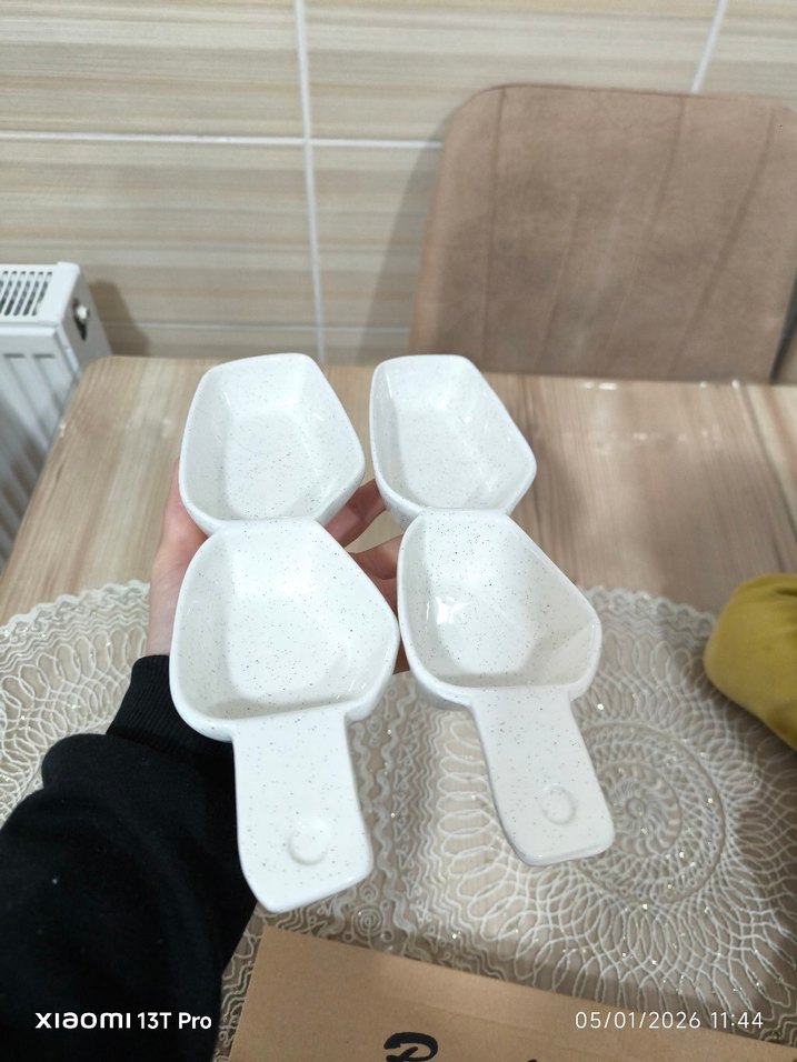 Beyaz Minimalist Seramik kahvaltılık çerezlik 2 li - Görsel 4