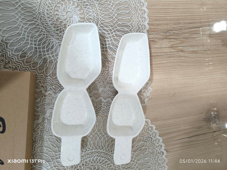 Beyaz Minimalist Seramik kahvaltılık çerezlik 2 li - Görsel 5