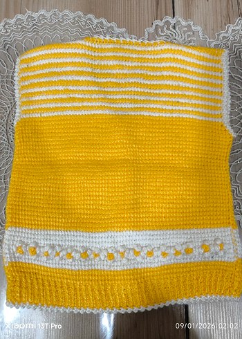 Sarı Nakışlı Bebek  Triko Yelek - Görsel 3