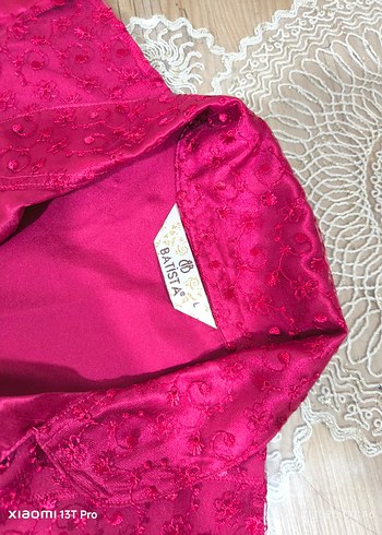 Pembe İşlemeli Askılı Bohem Kadın Gecelik ve sabahlık takımı - Görsel 11