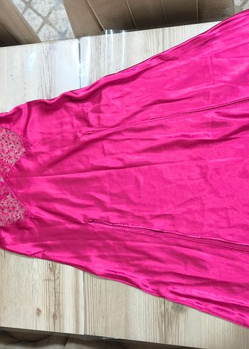 Pembe İşlemeli Askılı Bohem Kadın Gecelik ve sabahlık takımı - Görsel 9