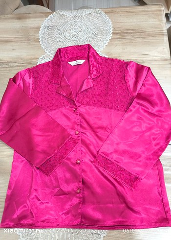 Pembe İşlemeli Askılı Bohem Kadın Gecelik ve sabahlık takımı - Görsel 4