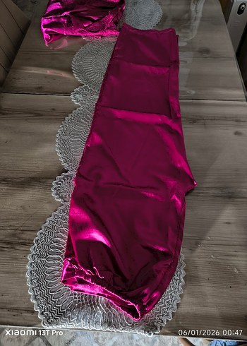 Pembe İşlemeli Askılı Bohem Kadın Gecelik ve sabahlık takımı - Görsel 10