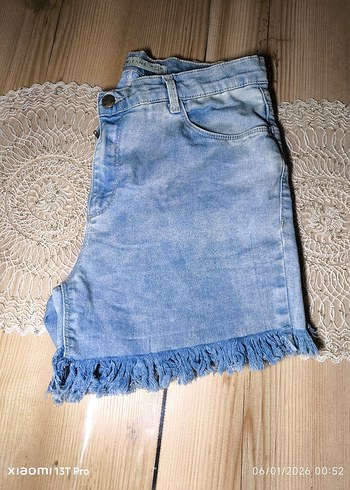 Bohem Tarzı Kadın Kot Şort, Mini Boy, Bol Kesim - Görsel 7