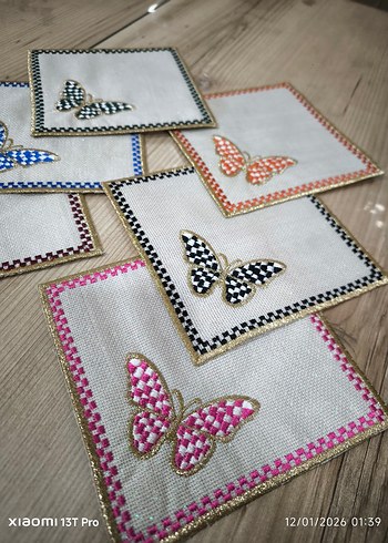 SUNUM PEÇETESİ Bohem Kelebek Desenli El Yapımı Peçete - Görsel 6