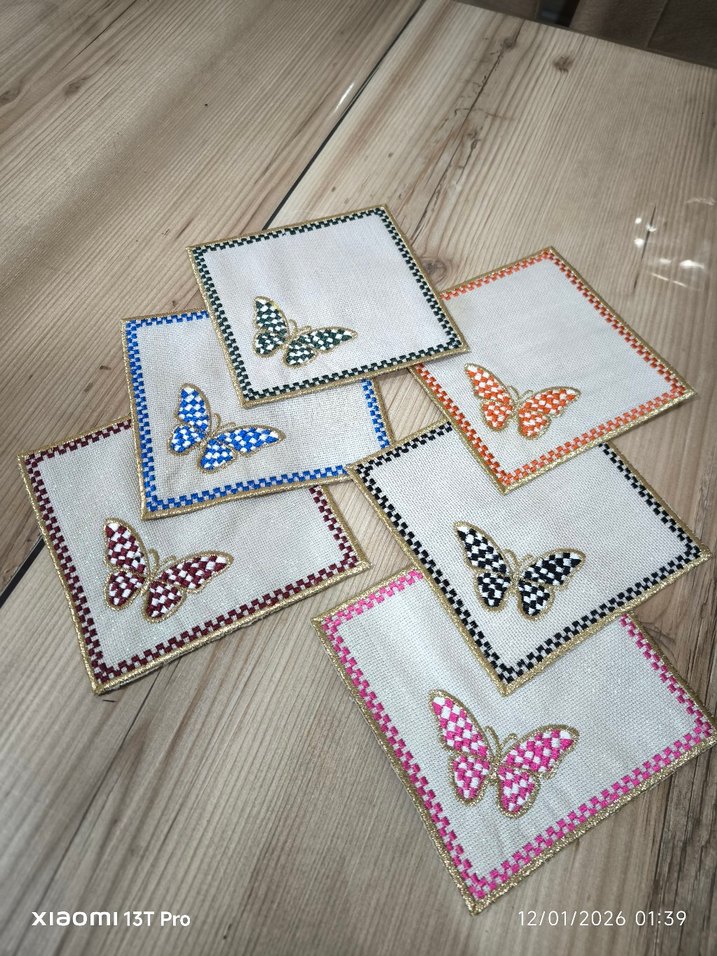 SUNUM PEÇETESİ Bohem Kelebek Desenli El Yapımı Peçete - Görsel 5