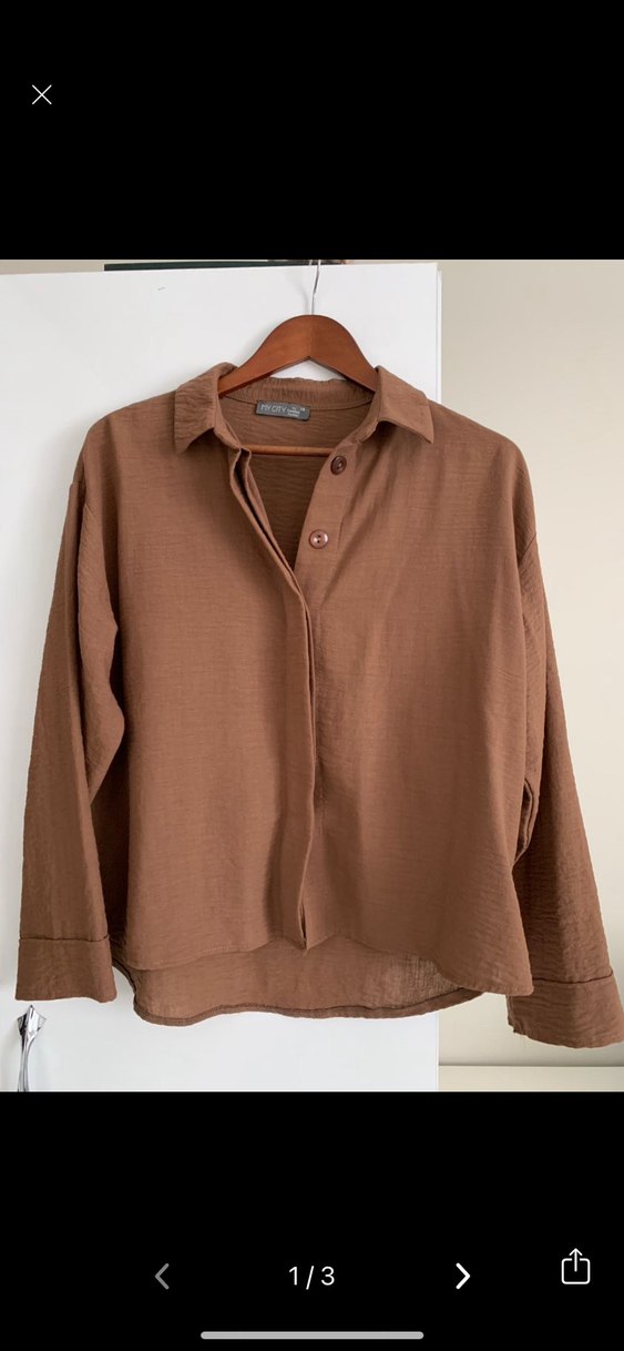 Drapeli Kahverengi Uzun Hamile Keten Etek - Görsel 3