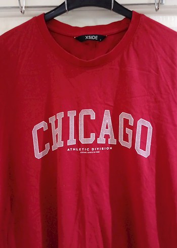xl Beden Kırmızı Chicago Baskılı Erkek Tişört