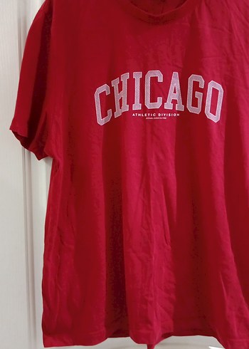 xl Beden kırmızı Renk Kırmızı Chicago Baskılı Erkek Tişört