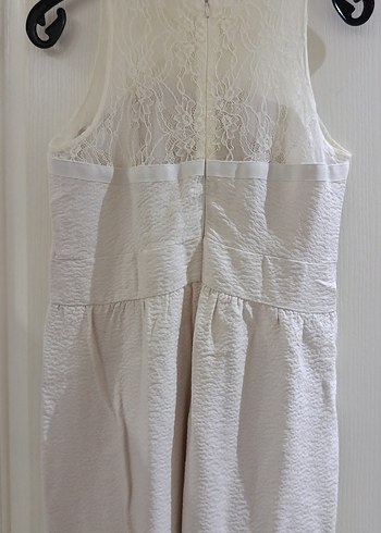 Beyaz Kolsuz Midi Hamile Elbisesi - Görsel 6