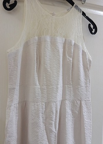 Beyaz Kolsuz Midi Hamile Elbisesi - Görsel 4