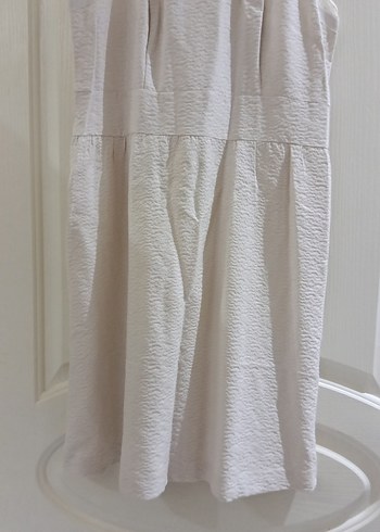 Beyaz Kolsuz Midi Hamile Elbisesi - Görsel 3