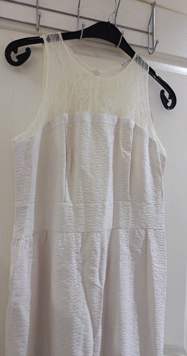 Beyaz Kolsuz Midi Hamile Elbisesi - Görsel 4