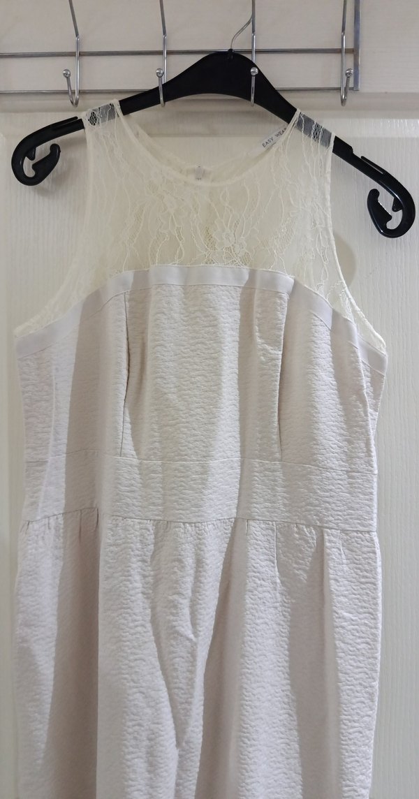 Beyaz Kolsuz Midi Hamile Elbisesi - Görsel 2