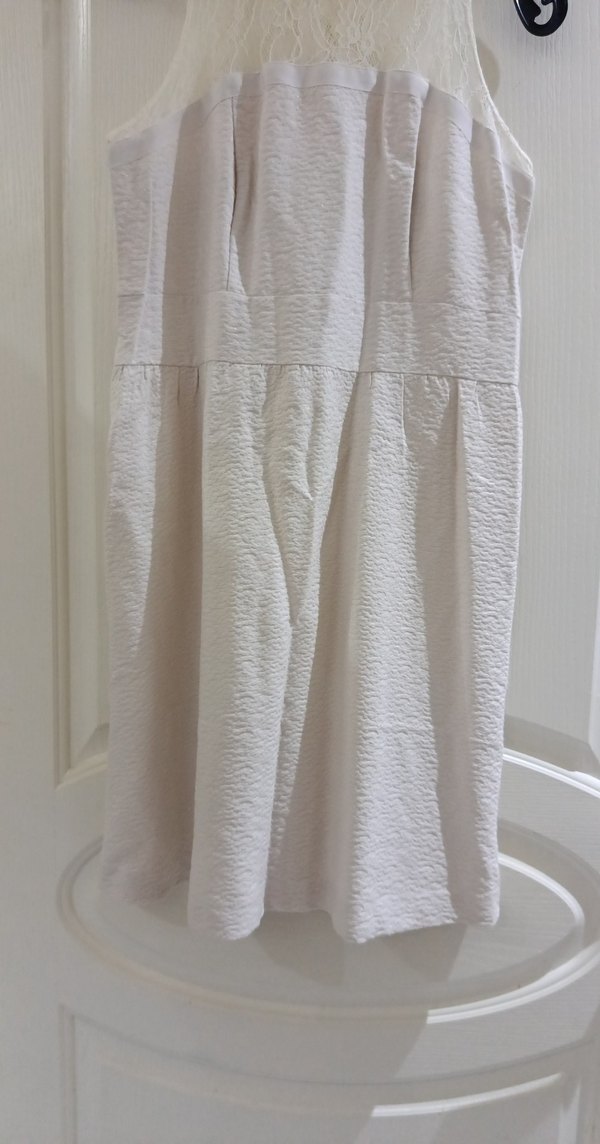 Beyaz Kolsuz Midi Hamile Elbisesi - Görsel 3