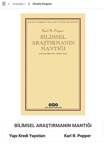Bilimsel Araştırmanın Mantığı 