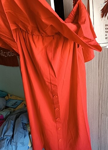 m Beden kırmızı Renk Omuz detay mini elbise