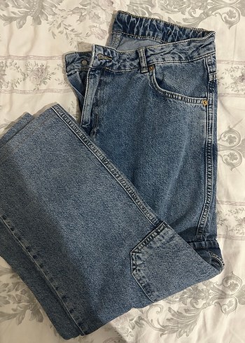Kadın Gri Mavi Loose Fit Denim Jean