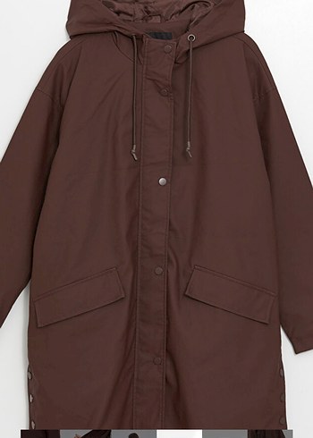 Kahverengi Kapüşonlu Kadın Yağmurluk - Görsel 2