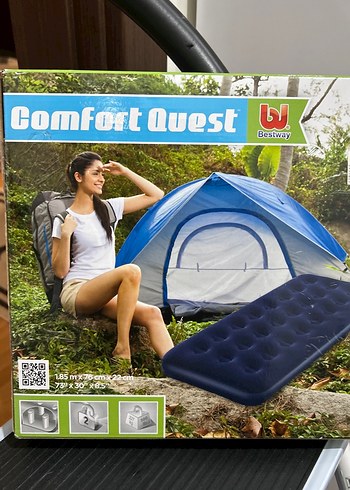 Mavi Baskılı şişme yatak Comfort Quest