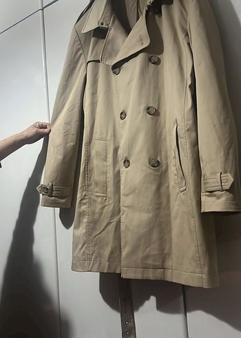 Bej Midi Kemerli erkek Trençkot - Görsel 2
