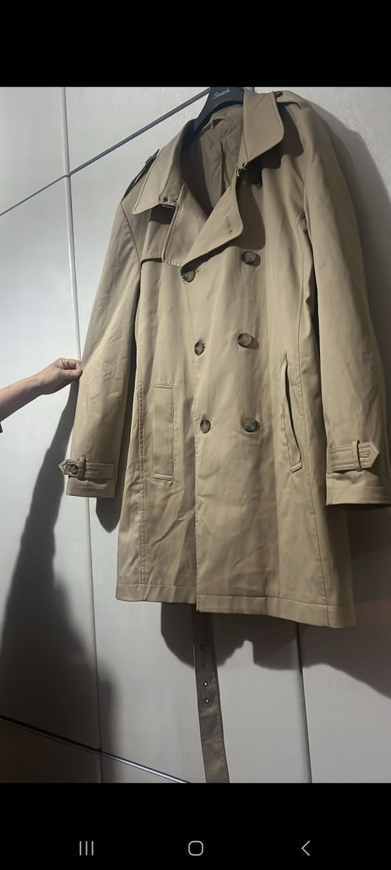 Bej Midi Kemerli  erkek Trençkot - Görsel 2