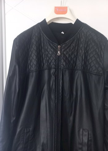 Siyah Uzun Deri Kadın Ceket - Görsel 3