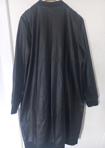 Siyah Uzun Deri Kadın Ceket - Görsel 2