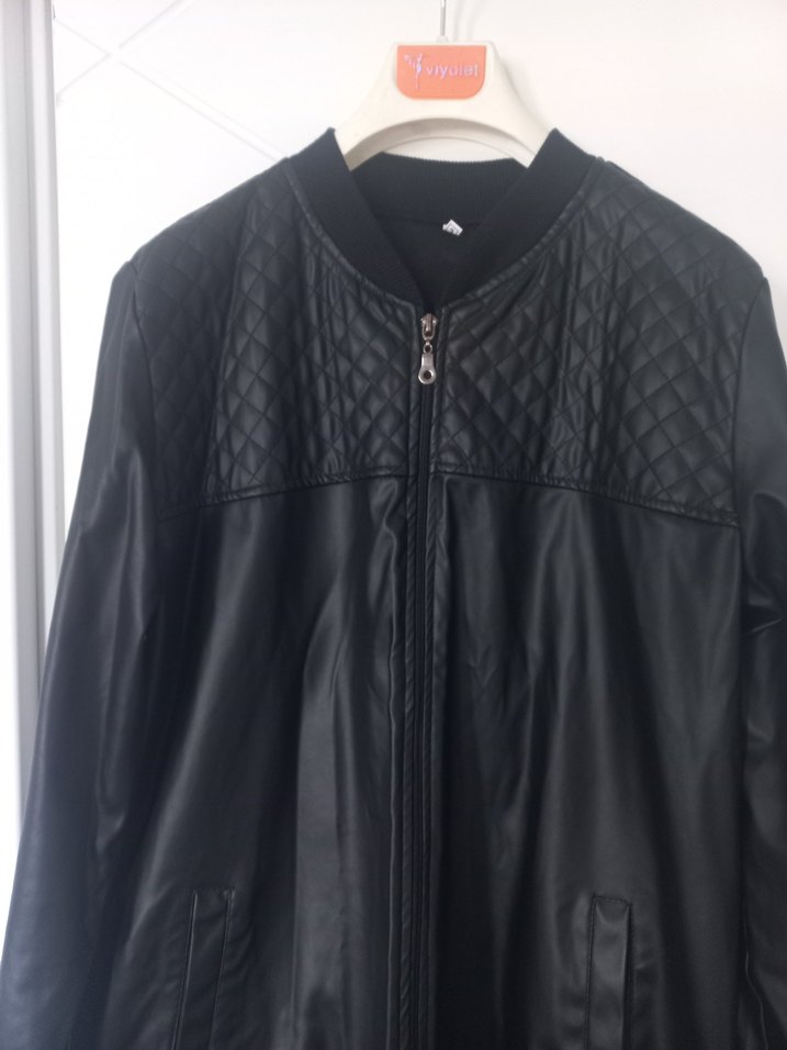 Siyah Uzun Deri Kadın Ceket - Görsel 3