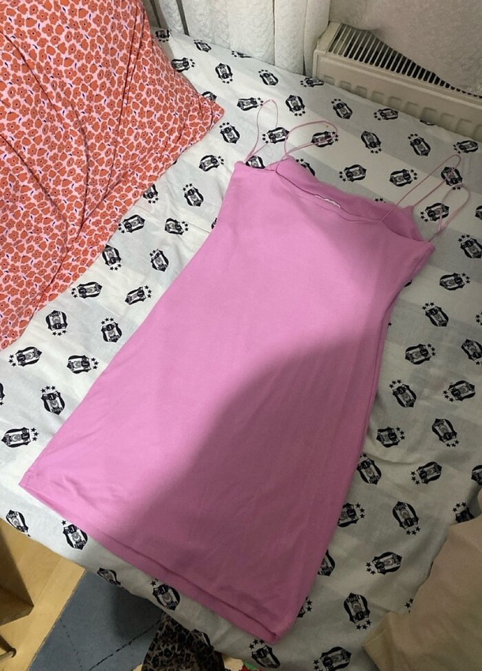 Reversed Pembe Askılı mini elbise - Görsel 2