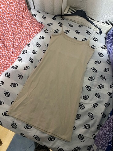 Zara Reversed mini elbise ten rengi