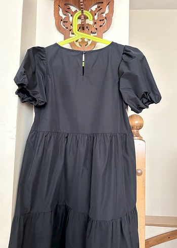 Kız Çocuk Siyah Volanlı Salaş Elbise - Görsel 3