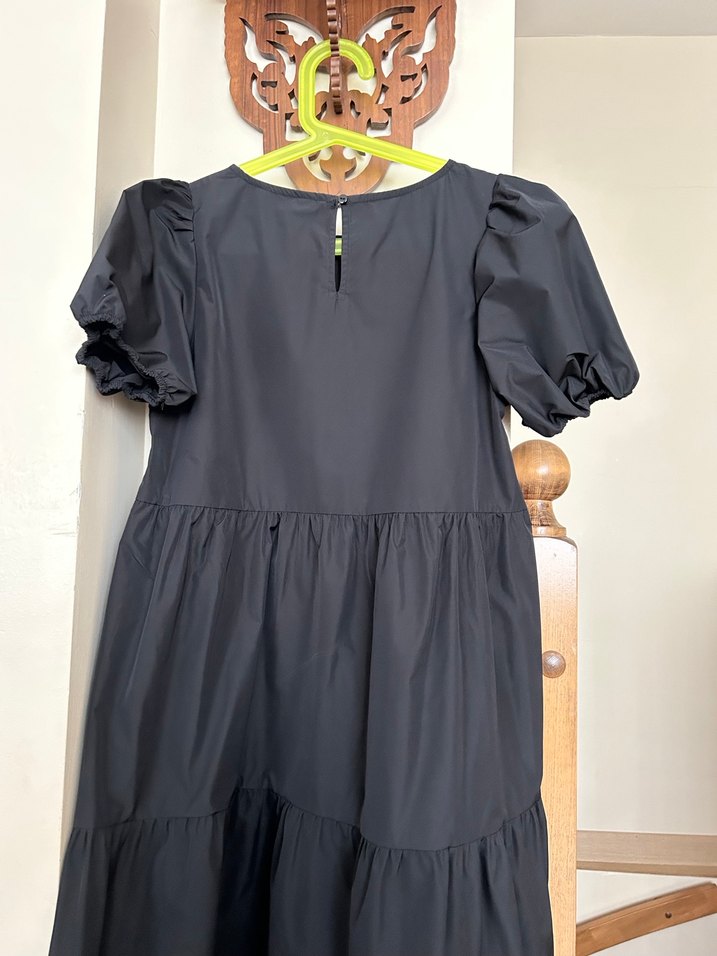 Kız Çocuk Siyah Volanlı Salaş Elbise - Görsel 3