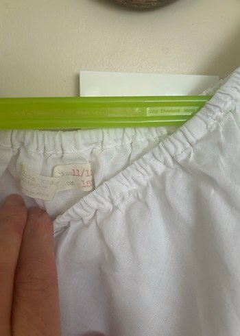 Kız Çocuk Beyaz Keten Fırfırlı Bluz - Görsel 4