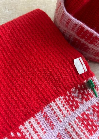 BENETTON Kırmızı Çocuk Örgü Bere ve Atkı Seti - Görsel 3