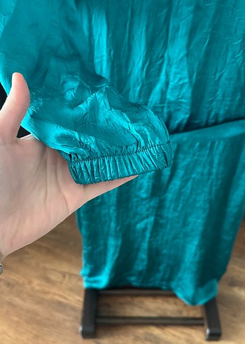 Uzun yeşil Kadın Salaş Elbise - Görsel 5