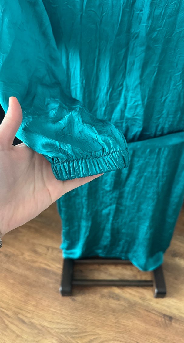 Uzun yeşil Kadın Salaş Elbise - Görsel 5