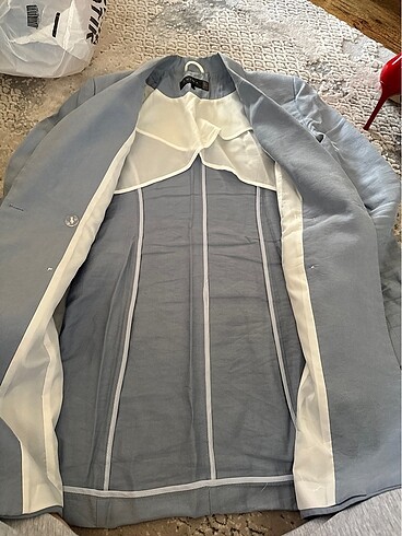 s Beden mavi Renk Keten blazer