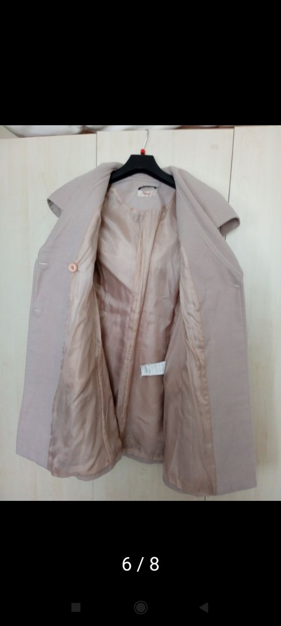 Bej Kapüşonlu Kadın Kaban - Görsel 5