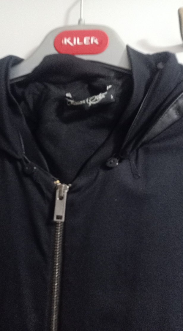 Siyah Kapüşonlu Uzun Kadın Kaban - Görsel 5