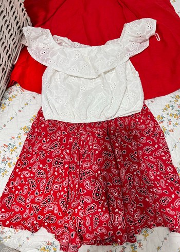 Kırmızı Desenli Bohem Mini şort etek - Görsel 6