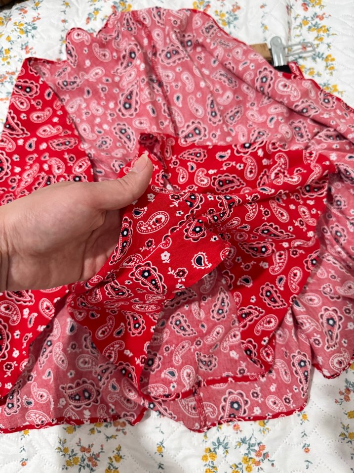 Kırmızı Desenli Bohem Mini şort etek - Görsel 2