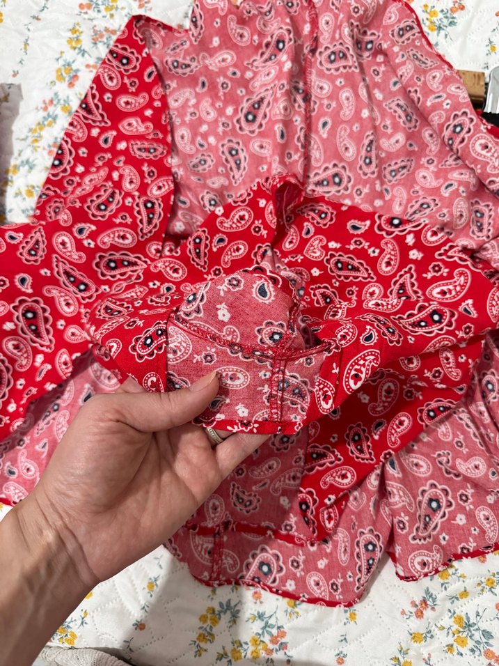 Kırmızı Desenli Bohem Mini şort etek - Görsel 3