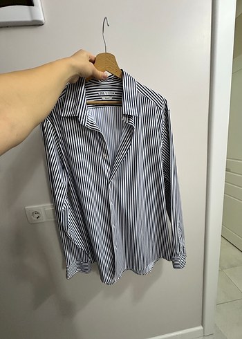 Lacivert Çizgili Uzun Kollu erkek Gömlek - Görsel 3