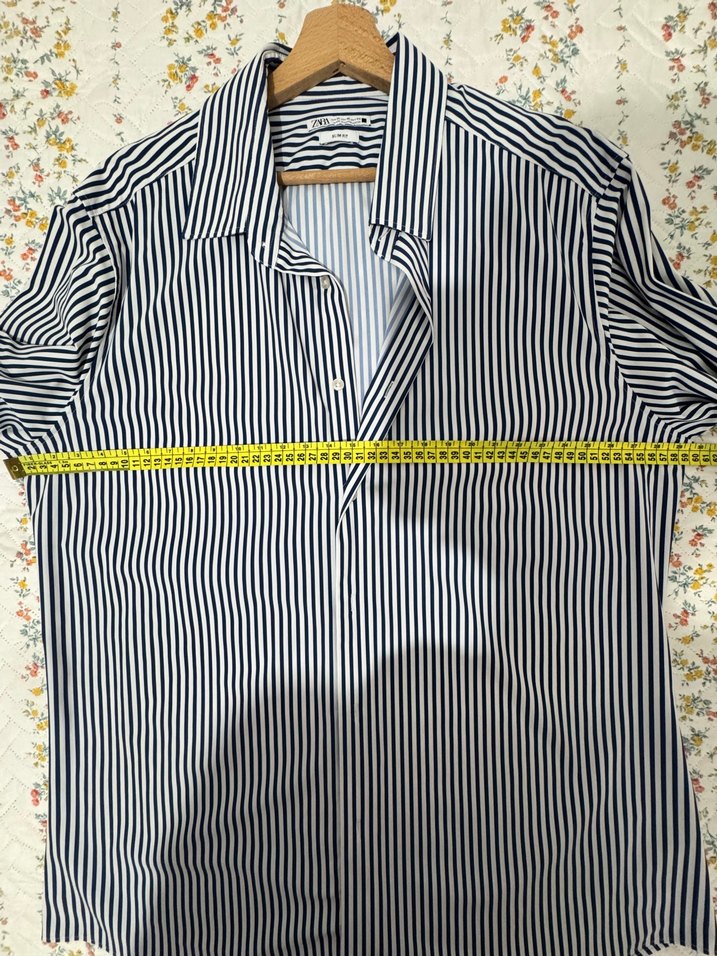 Lacivert Çizgili Uzun Kollu erkek Gömlek - Görsel 4