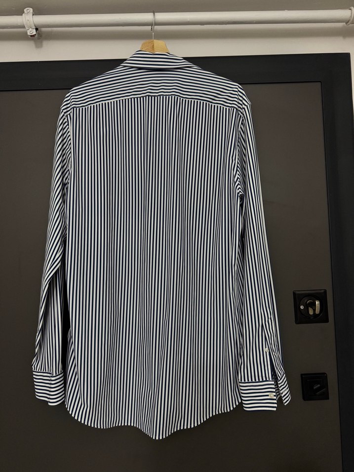 Lacivert Çizgili Uzun Kollu erkek Gömlek - Görsel 2