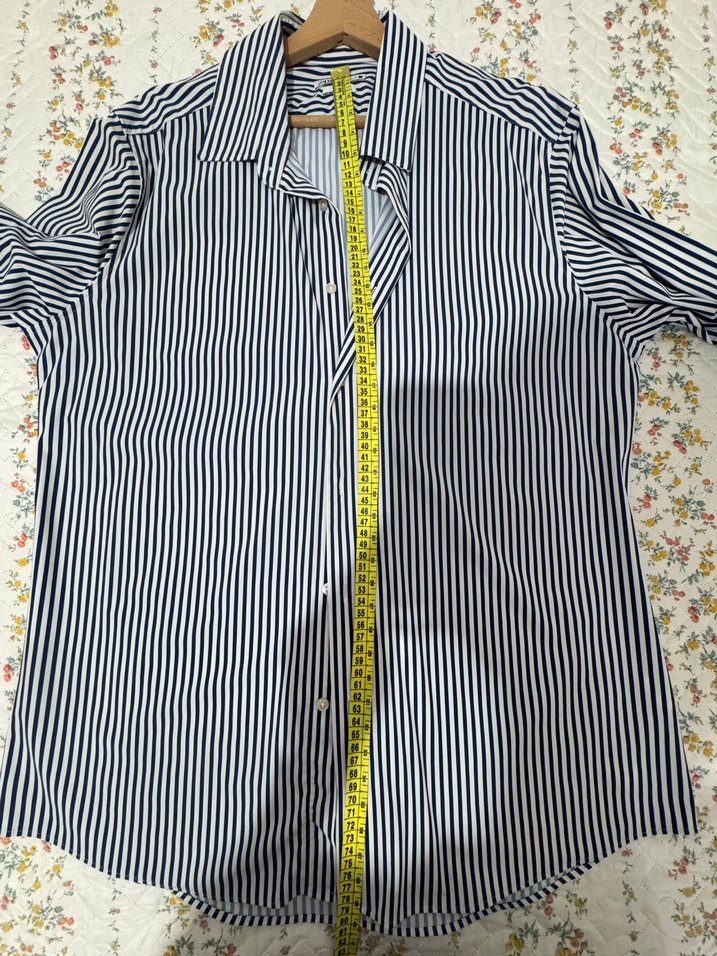 Lacivert Çizgili Uzun Kollu erkek Gömlek - Görsel 5