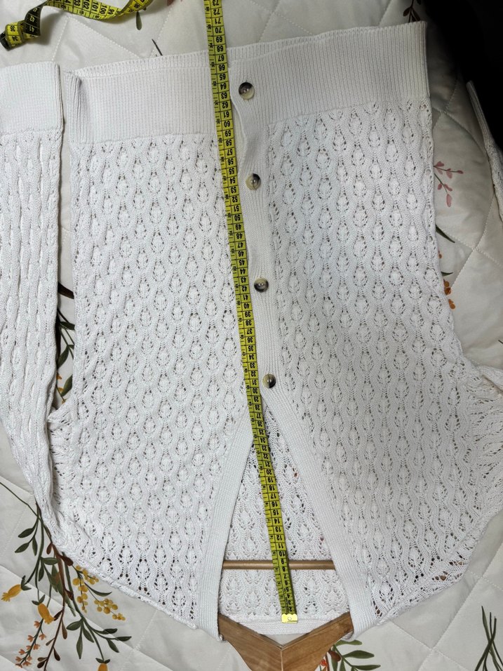 Beyaz V Yaka Örgü Kadın Hırka - Görsel 3