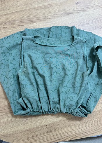 Turkuaz Kolsuz Midi Keten Elbise - Görsel 3